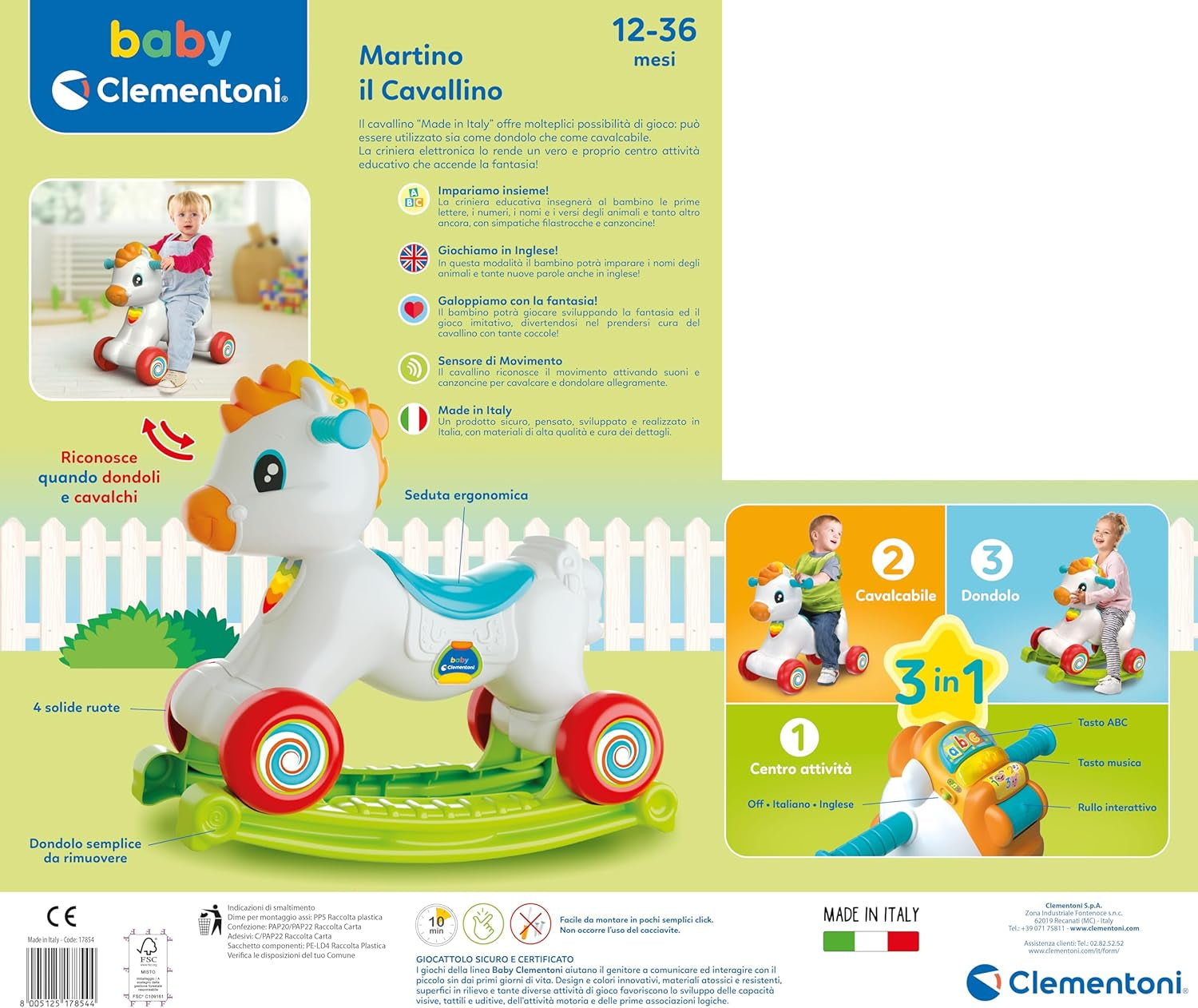 Clementoni - Primi passi, Multicolor, 17854 Jucarii Bebe Naty Shop