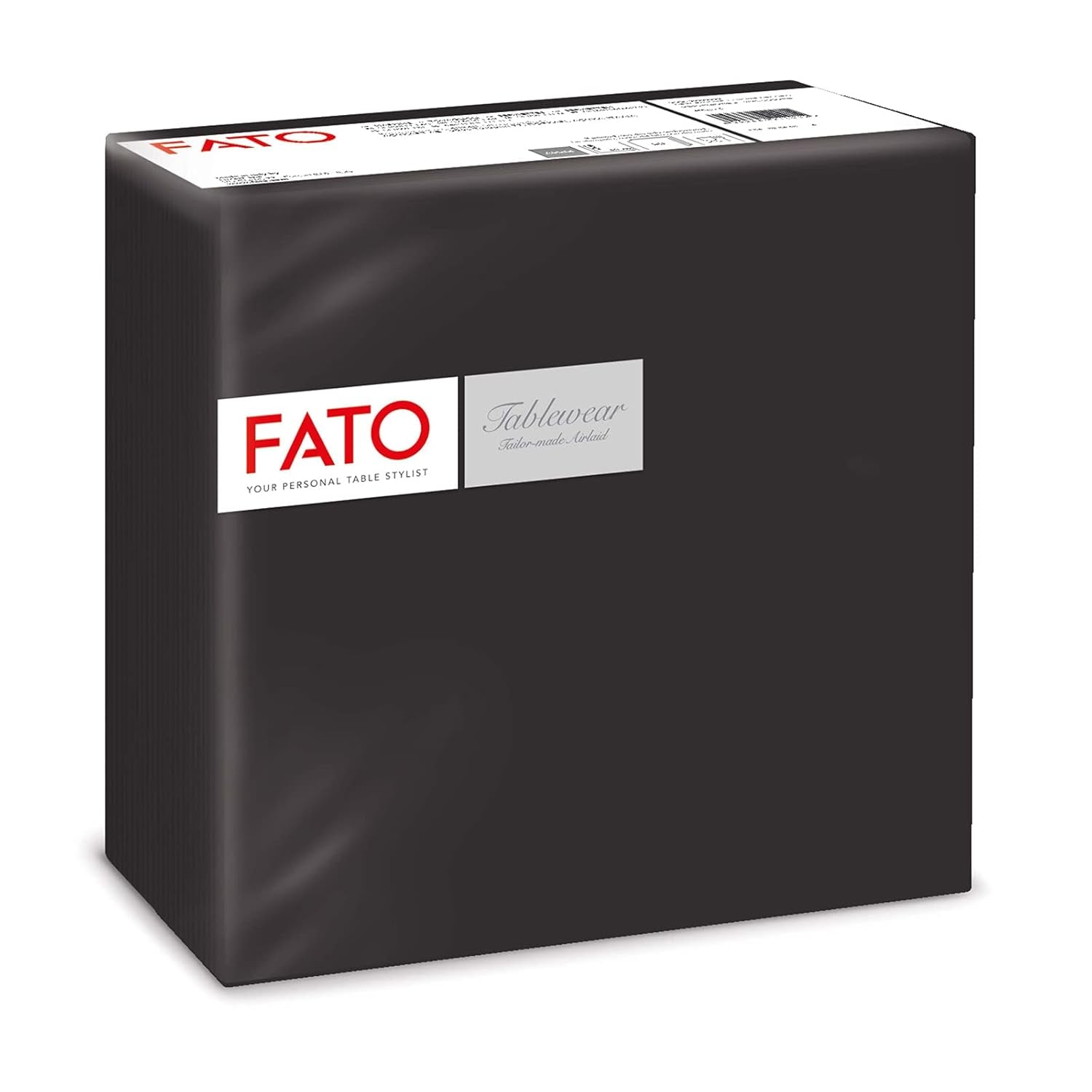 Fato - Tovaglioli Carta Dry, Airlaid, Effetto Tela, Confezione da 50 Tovaglioli, Misura 40X40 Piegati in 4, Colore Nero