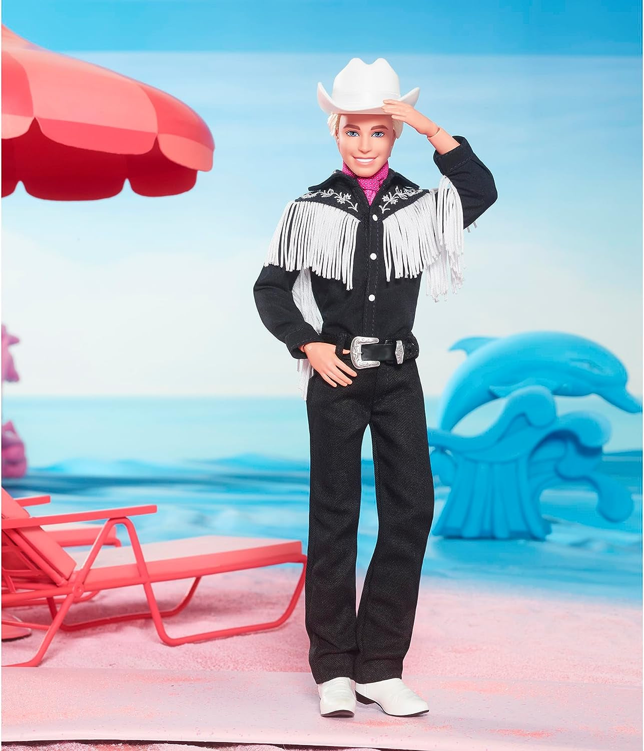 Ken BARBIE il FILM - Bambola da collezione in abito western, camicia vintage, cappello da cowboy, stivali bianchi del film per bambini dai 3 anni in su, bambole HRF30 Naty Shop