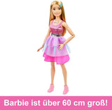 Bambola Barbie Extra Large (71 cm) - Abito rosa, capelli biondi con clip e collana, regalo per 3 anni e oltre, HJY02