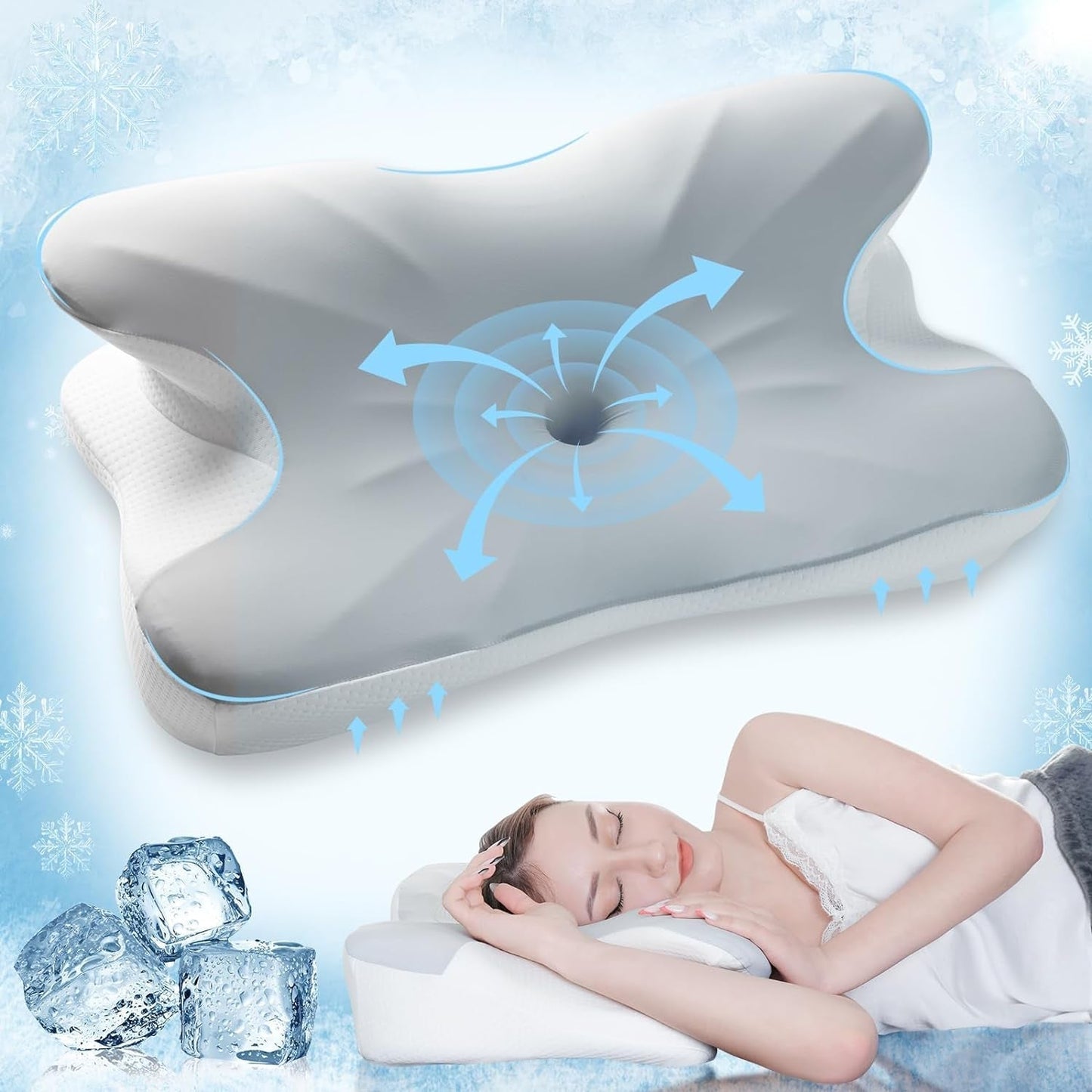 Elegear Cuscino in Memory Foam con Fodera per Cuscino Raffreddante Cuscino per Dolore al Collo Cuscino per Dormiente Laterale Cuscino ergonomico Cuscino Ortopedico per Dormiente Laterale Schiena Addominale 63X 10/14 X36Cm Cuscini Ortopedici Cervicali Naty Shop Titolo predefinito