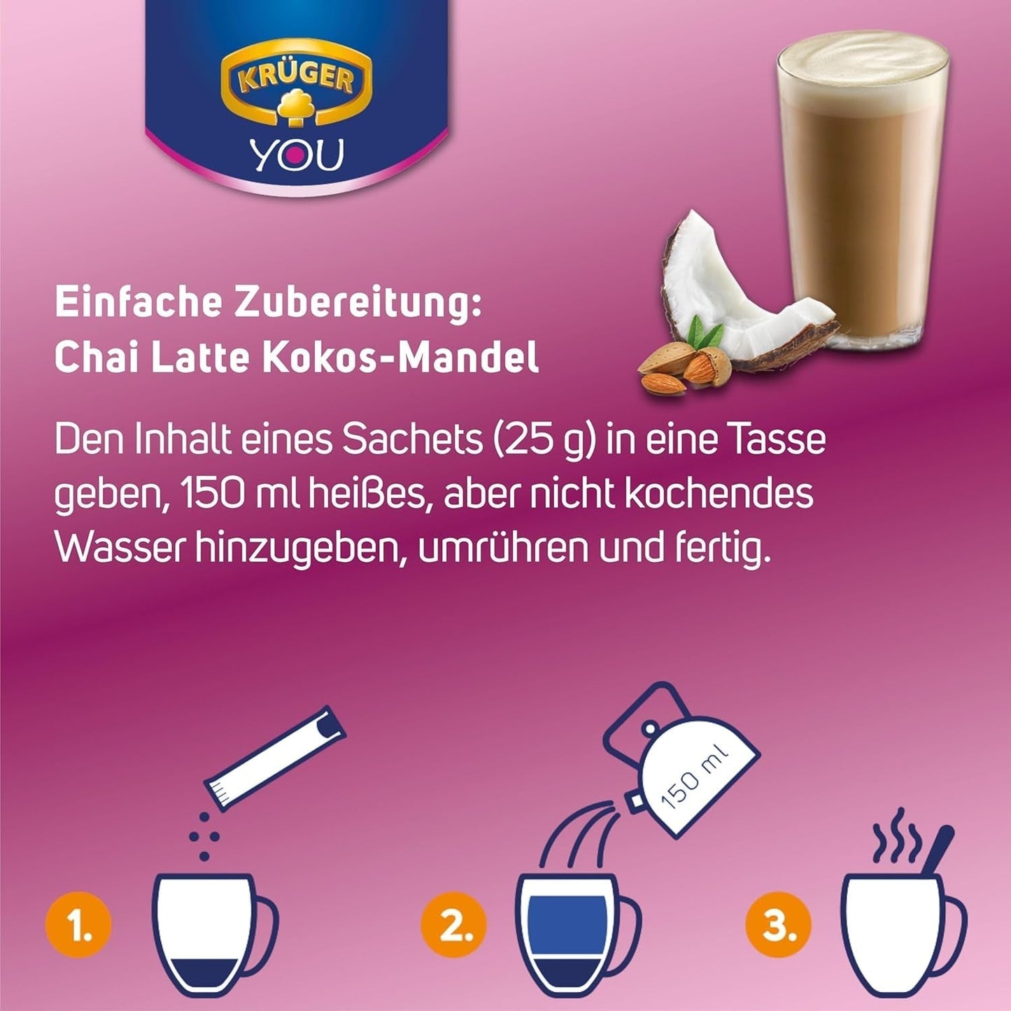 KRÜGER Chai Latte Exotic India tipo cocco-mandorla (1 x 0,25 kg)