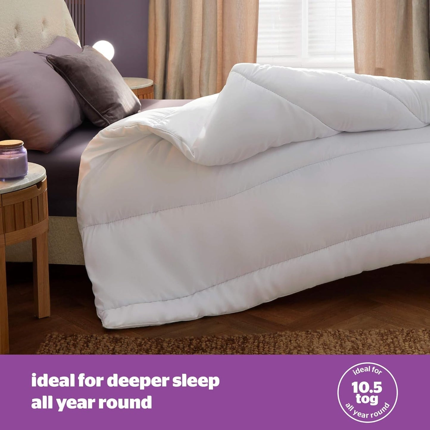 Trapunta Silentnight Deep Sleep, bianca, microfibra, bianca, letto singolo Trapunte e trapunte Naty Shop