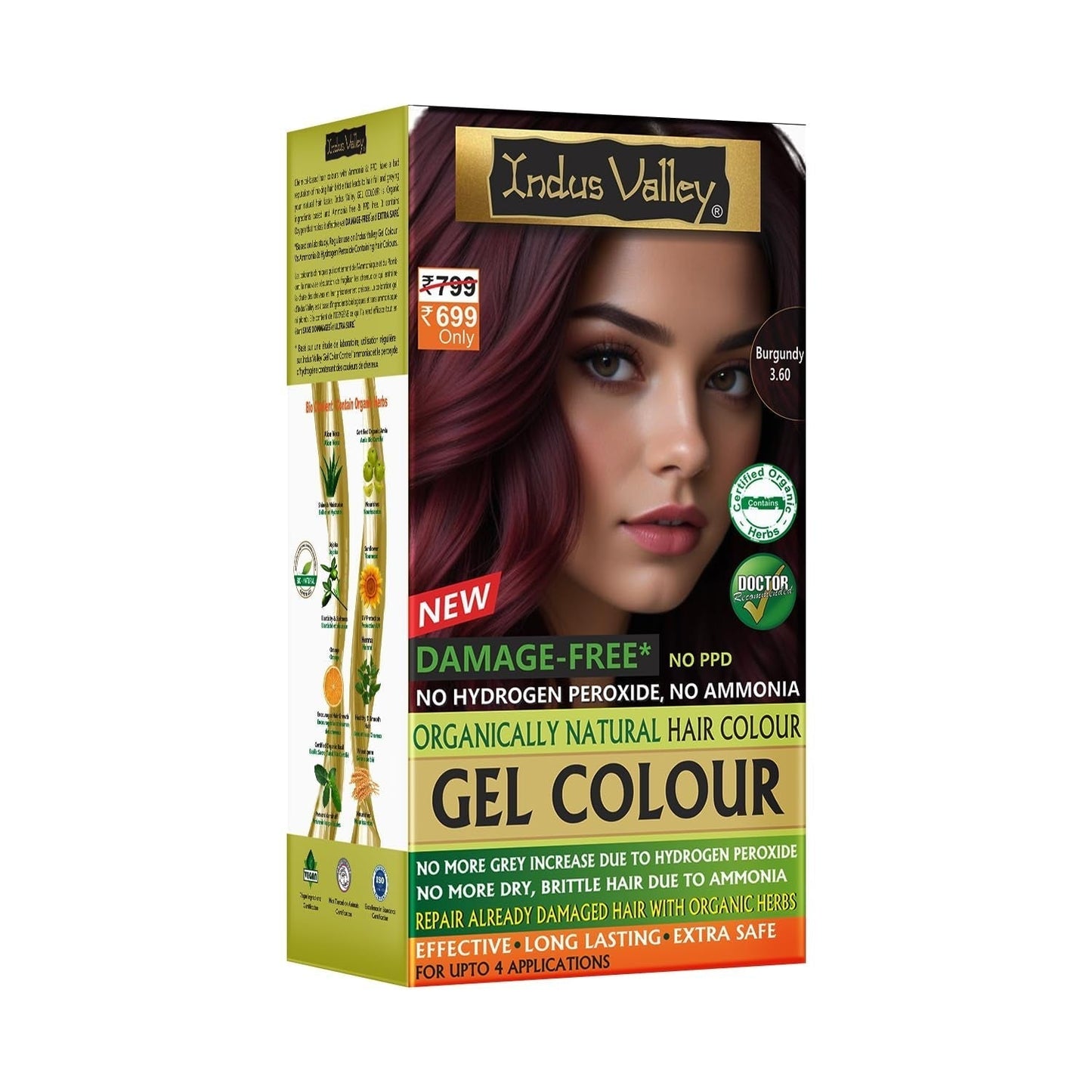 Colorazione per capelli in gel naturale senza danni della Valle dell'Indo | Senza ammoniaca, vegano e cruelty free | Fino al 100% di copertura dei capelli bianchi, risultati duraturi | Castano chiaro 5.0 (20 grammi + 200 ml) Tintura per capelli Naty Shop Borgogna