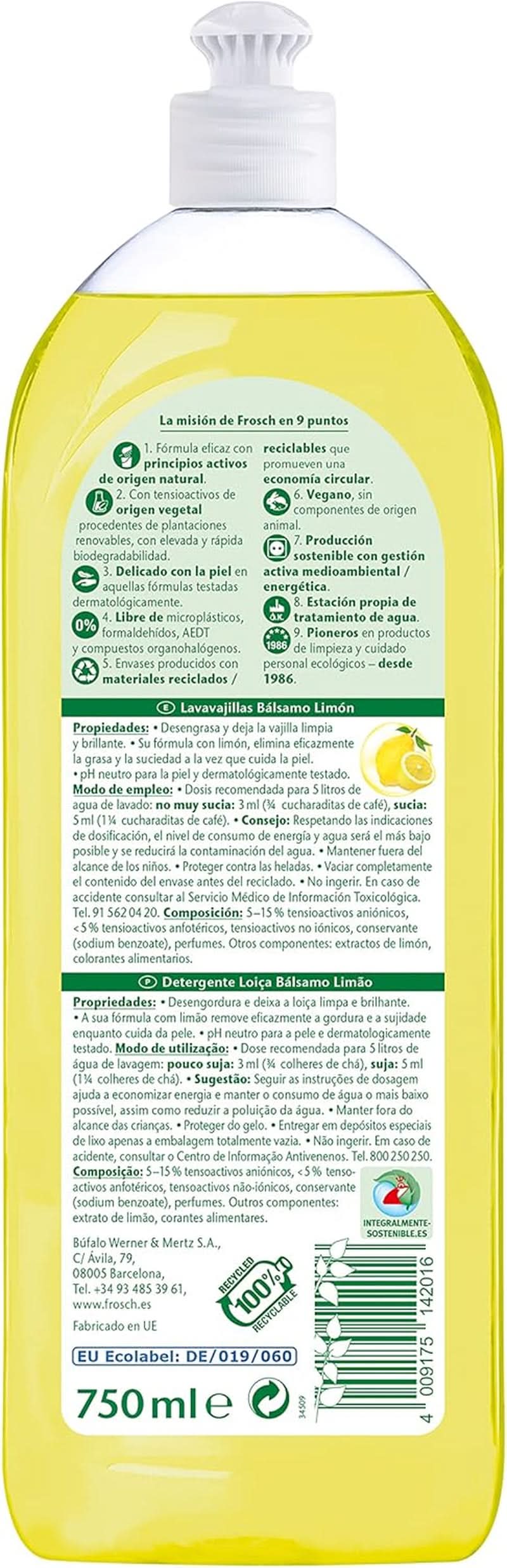 Liquido per il risciacquo delle mani, sgrassante e protettivo della pelle, dermatologicamente testato, 10 x 750 ml Naty Shop