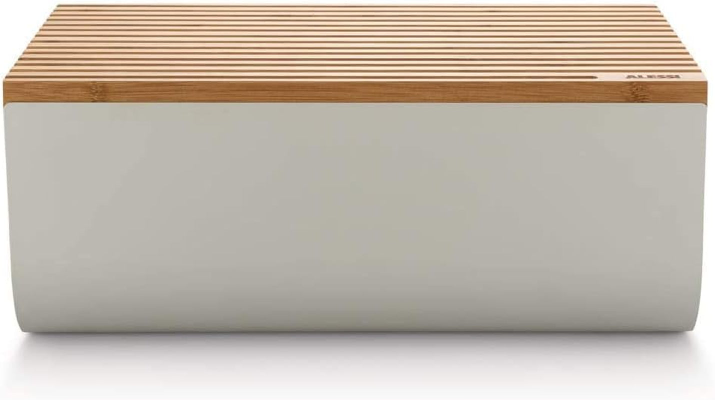 Alessi Mattina BG03 WG - Cestino per il pane in acciaio inox con resina epossidica e legno di bambù, grigio caldo Contenitori per alimenti Naty Shop