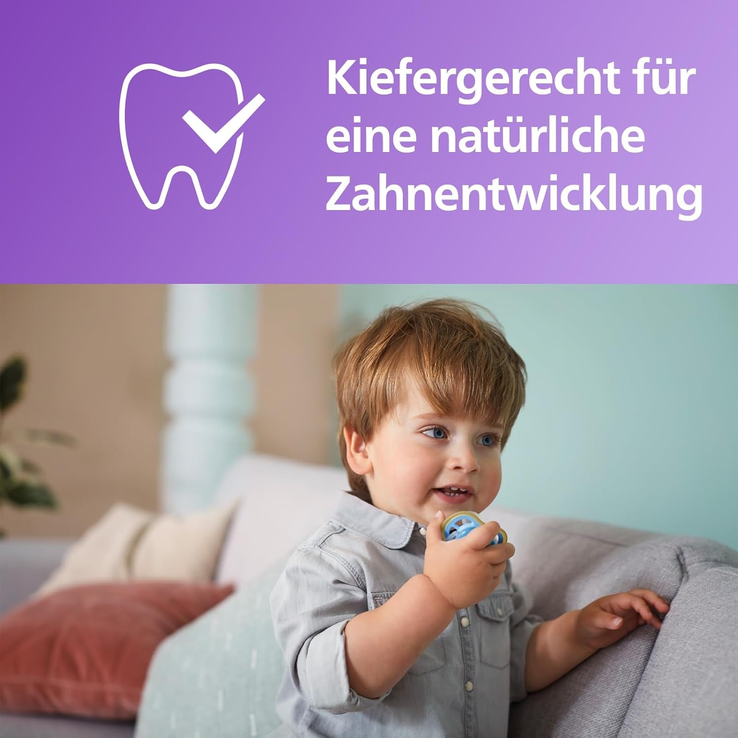 Succhietto Philips Avent Ultra Air - set di 2 succhietti traspiranti senza BPA per bambini a partire da 18 mesi, inclusa custodia per il trasporto e sterilizzazione, Whale/Whale (modello SCF349/24)