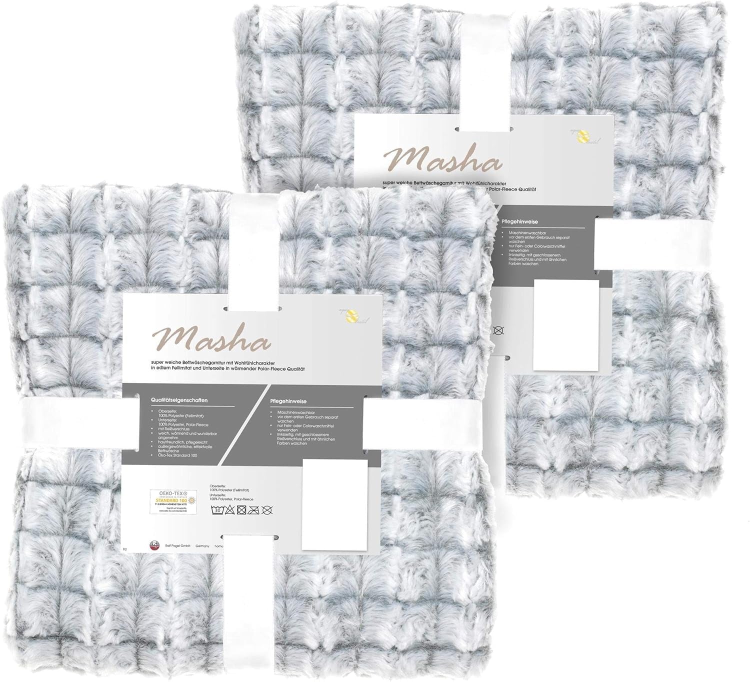 Aqua-Textil Morbida coperta 150 x 200 cm Grigio Bianco Melange Coperta TV in peluche Copriletto Sherpa Fleece Oeko-Tex Ottawa Letti e coperte Besuche den aqua-textil-Store Biancheria da letto in pelliccia sintetica grigia 4 pz. 135X200 cm