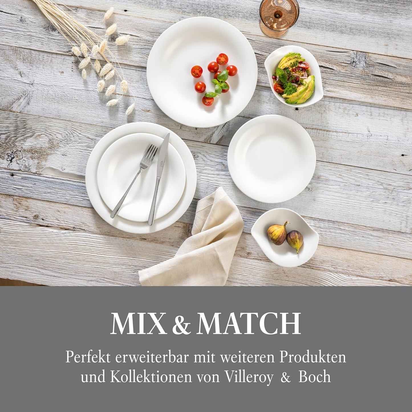 vivo - Villeroy & Boch Group – Servizio Piatti Essential Bianco 18 tlg. Weiß, Spülmaschinenfest, Mikrowellensicher, Geschirr Set für 6 Personen, Müslischalen, Speiseteller, Dessertteller, Premium Porzellan