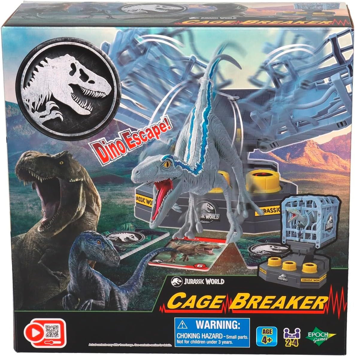 EPOCH Games, Jurassic World - Cage Breaker, 7523, Dinosauro giocattolo, Gioco da tavolo per bambini dai 4 anni in su