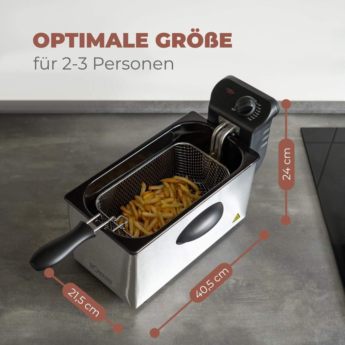 Friggitrice ad olio Bomann®, capacità 3 L, tecnologia Cool Zone e scarico, 2000 W Elettrodomestici Naty Shop