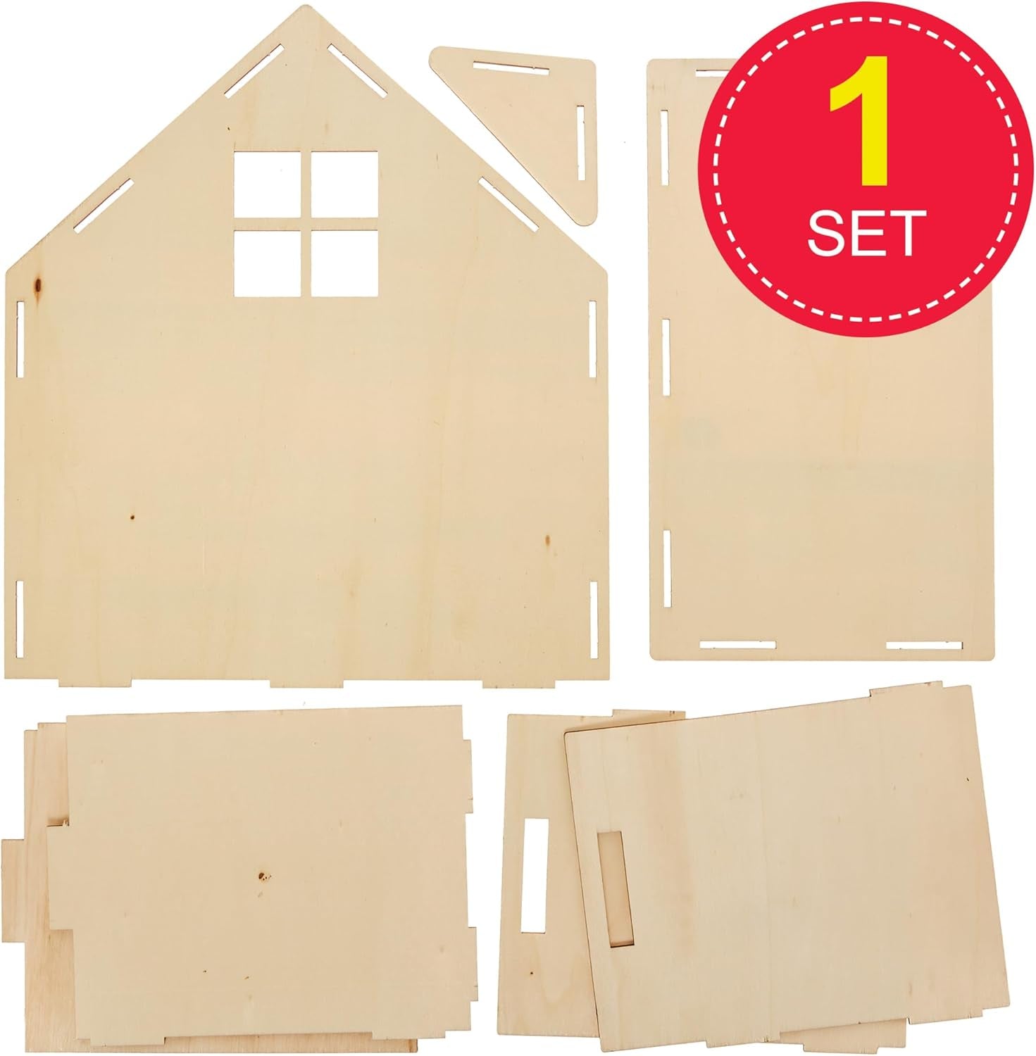 Baker Ross FN199 Costruisci la tua casa delle bambole in legno - Kit di costruzione per casa delle bambole da 1 pezzo per bambini