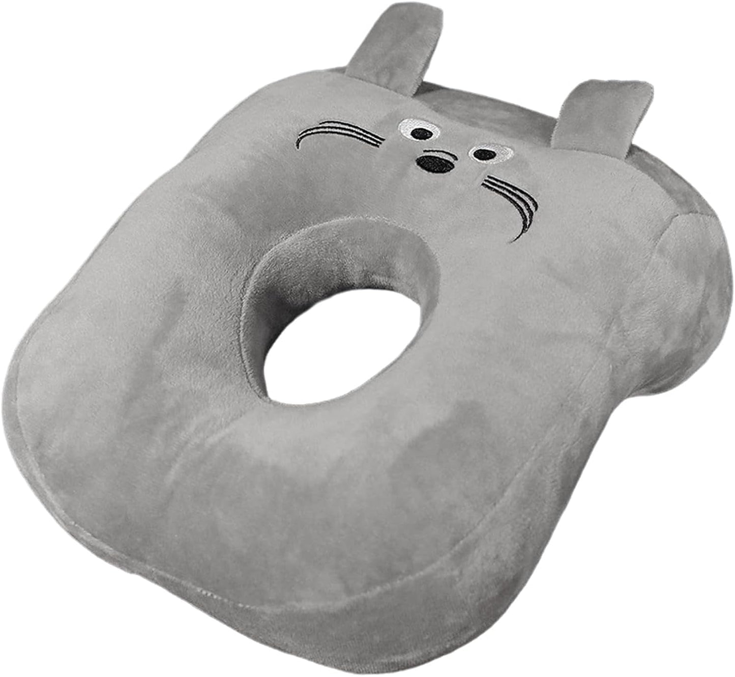 Cuscino per dormire da ufficio in cotone memory, carino per il foro dell'orecchio, morbido cuscino per dormire, per dormire sul lato, per donne, ragazze, bambini (gattino grigio) Cuscini ortopedici cervicali Naty Shop Kitten Grey