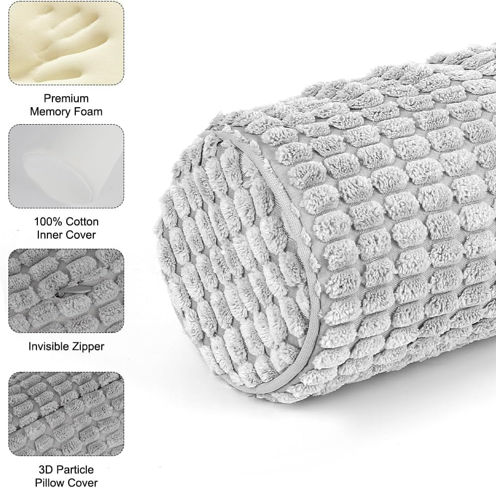 Rullo per il collo con fodera, Cuscino da viaggio in memory foam 11X45 cm, Cuscino per il collo in peluche lavabile in loco per alleviare il dolore al collo, Cuscino per il collo per casa, ufficio, viaggio Yoga Cuscini ortopedici cervicali cilindrici rotondi Naty Shop