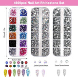 4600 pezzi Strasssteine ​​​​per Nägel, Nagel Glitzersteine ​​3 Verschiedene Stil Flache Nail Gems Nägel Steine ​​​​Klein Nagel Steinchen Mit Pinzette Und Strass Picker Dotting Pen Für Nägel/Kleidung/Handwerk