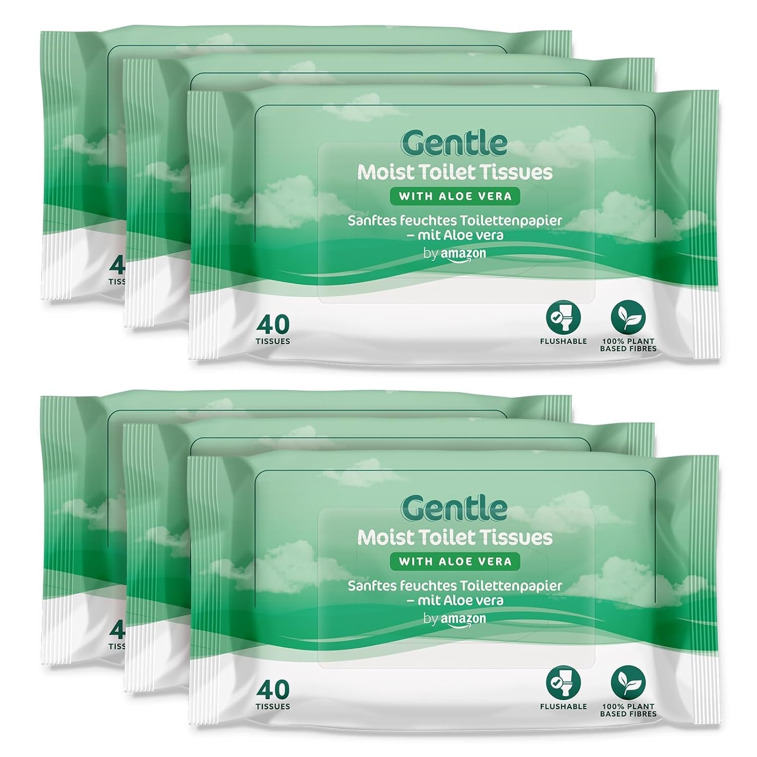 Di Amazon Carta igienica morbida, umida, inodore, assorbente e senza profumo, 240 pezzi (6 confezioni da 40 pezzi) (precedentemente marchio Presto!)
