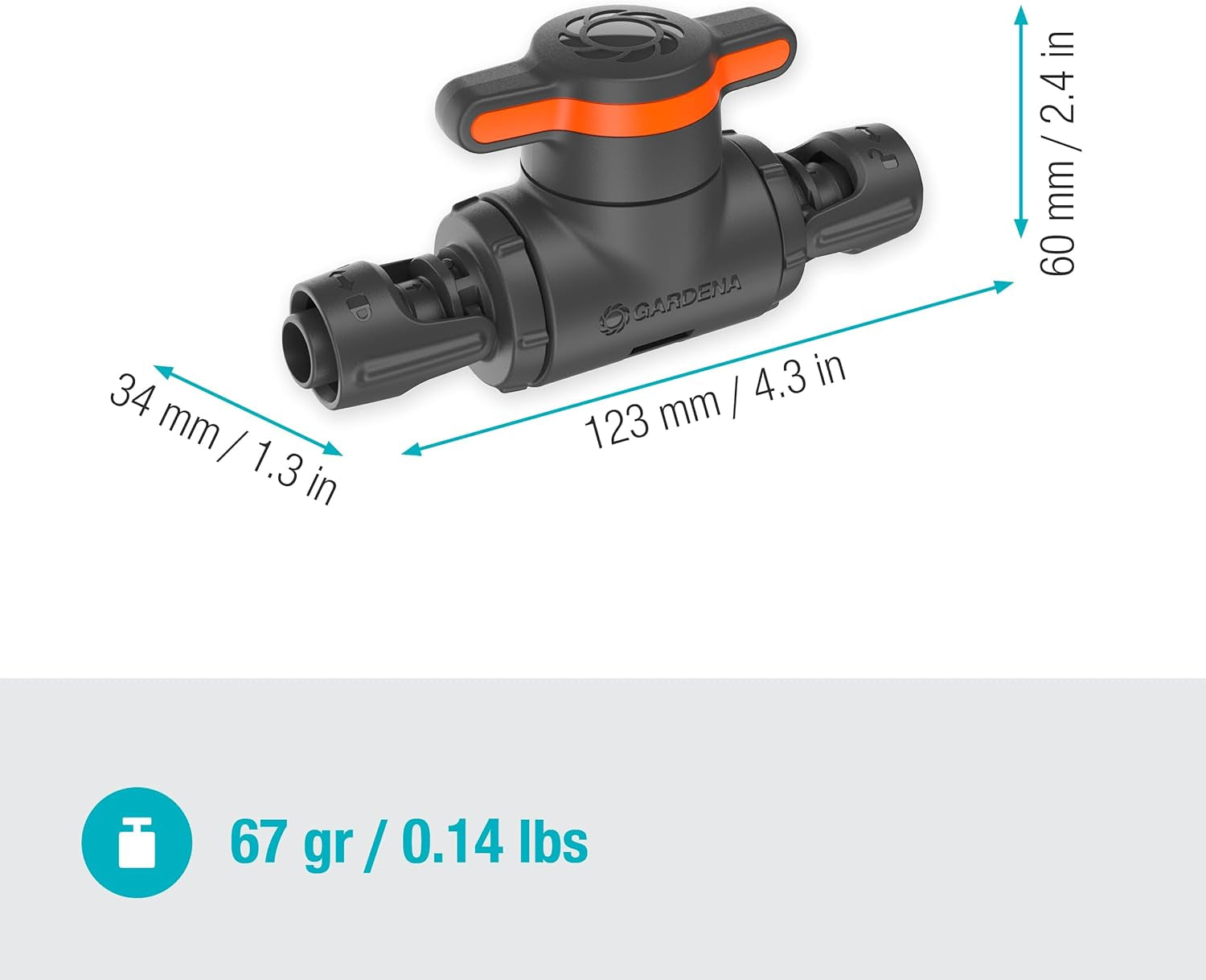 Valvola di regolazione e intercettazione Gardena Micro-Drip-System 13 mm (1/2 pollice): semplice chiusura dei tubi e regolazione continua del flusso d'acqua, accessorio per la posa dei tubi gocciolanti (13207-20)