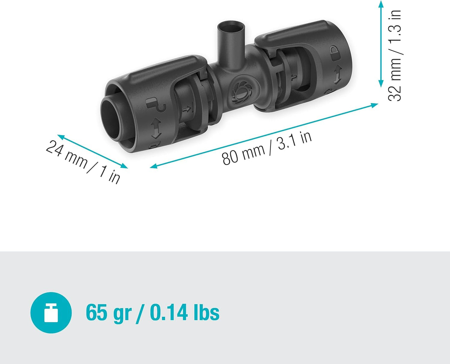 Raccordo a T Gardena Micro-Drip-System per ugelli spruzzatori: collegamento tra tubi da 13 mm e un ugello spruzzatore, irrigazione automatica delle piante, tecnologia di collegamento semplice e veloce, riutilizzabile (13206-20)