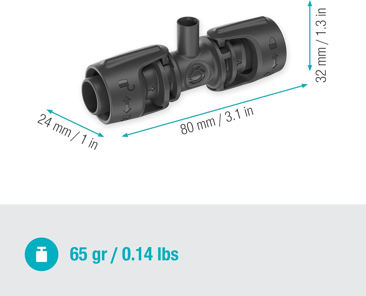 Raccordo a T Gardena Micro-Drip-System per ugelli spruzzatori: collegamento tra tubi da 13 mm e un ugello spruzzatore, irrigazione automatica delle piante, tecnologia di collegamento semplice e veloce, riutilizzabile (13206-20)