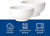 Villeroy & Boch For Me Ciotole per Cereali Set da 2, Bianco, Lavabili in Lavastoviglie, Utilizzabili nel Microonde, Ciotole Piccole per 2, Ciotole, Ciotole per Cereali, Snack o Salse, Piatto, Porcellana Premium