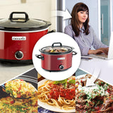 Pentola a cottura lenta Crock-Pot, 2 impostazioni di temperatura + funzione di mantenimento in caldo, 3,5 litri (3-4 persone), Rosso [SCV400RD] Pentola a cottura lenta Naty Shop