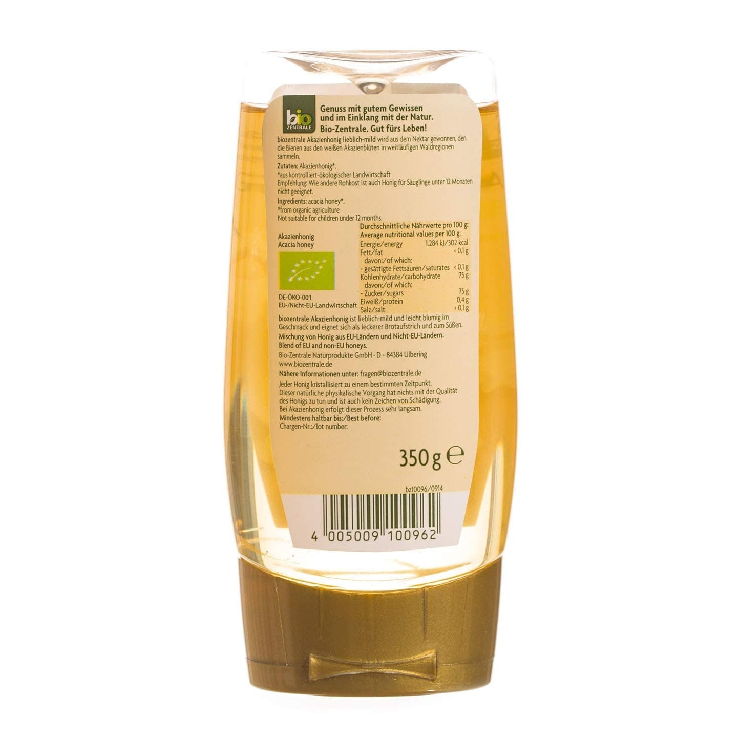 Biozentrale Miele di acacia biologico | 350 g Miele biologico di fiori di acacia bianca | Ideale da spalmare Miele biologico per il tè | Alternativa al miele di favo (confezione da 2)