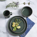 Zuma Set Posate Rotonde 16 Pezzi, Piatti, Ciotole, Tazze, Set Posate, Servizio per Quattro (16 Pezzi), Verde