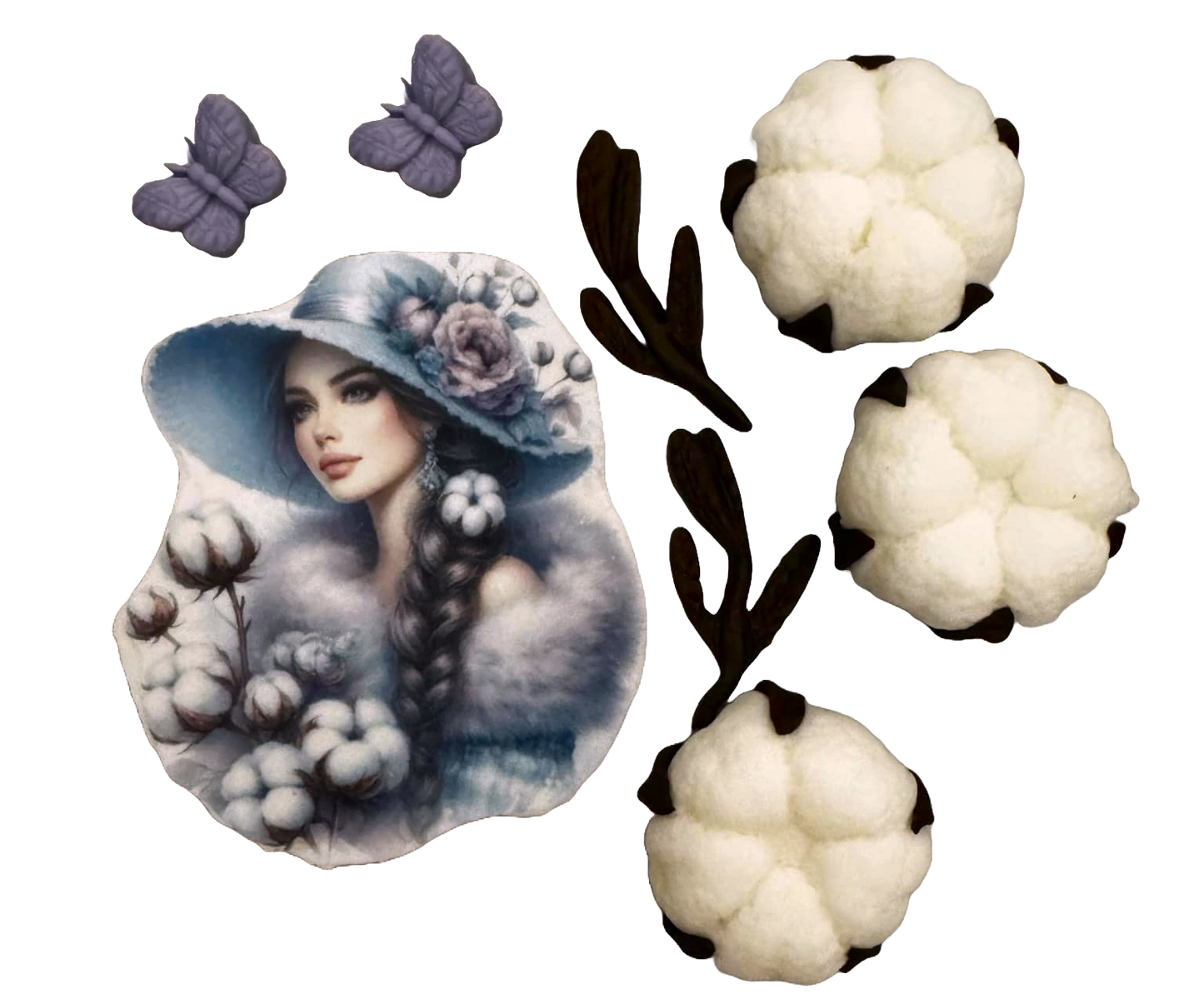 Set di 8 decorazioni commestibili in pasta di zucchero, Beautiful Lady Sugar Paste Decorazioni Nati Shop