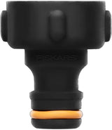 Fiskars Connettore per rubinetto, per rubinetti, Ø 21mm (G 1/2"), FiberComp, misura universale, 10g, Nero/Arancione, 1027053