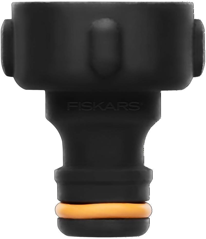 Fiskars Connettore per rubinetto, per rubinetti, Ø 21mm (G 1/2"), FiberComp, misura universale, 10g, Nero/Arancione, 1027053