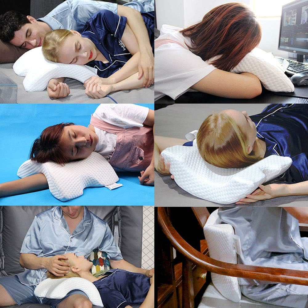 Cuscino per dormire laterale per coppia Braccio rilassante Cuscino in memory foam curvo Cuscino per collo a forma di U Cuscino da viaggio Cuscino in seta di ghiaccio a pressione zero Cuscino a ritorno lento per coppie Cuscini ortopedici cervicali Naty Shop