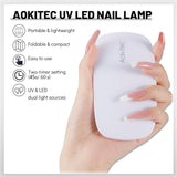 Aokitec Mini Lampada UV LED, Lampada per Unghie Gel UV, Asciugatore per Unghie Portatile per Tutti i Tipi di Smalto Gel, Strumento per polimerizzare a Forma di Mouse, Compatto, Leggero con Cavo USB (Bianco)