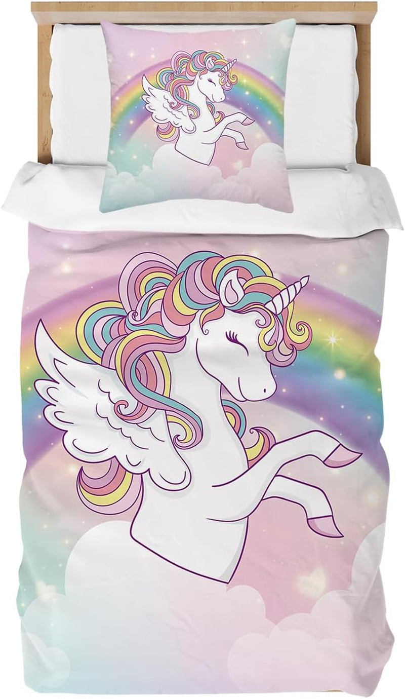 Biancheria da letto per bambini, Unicorn Soft, microfibra Biancheria da letto - bambini Naty Shop Arcobaleno 135X200 Cm