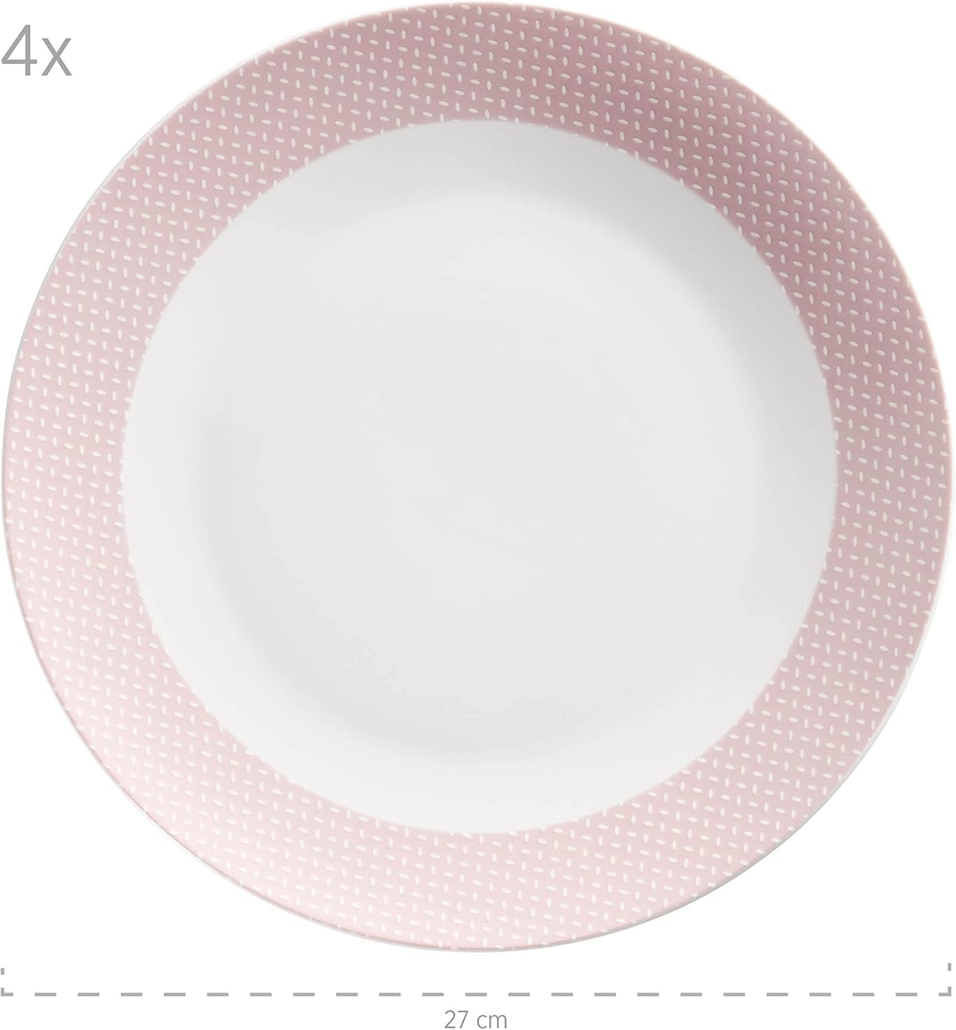 MÄSER Kitchen Time II, Servizio da tavola per 4, Servizio combinato con 16 pezzi in colori pastello con motivo discreto, Porcellana, Rosa