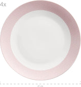 MÄSER Kitchen Time II, Servizio da tavola per 4, Servizio combinato con 16 pezzi in colori pastello con motivo discreto, Porcellana, Rosa