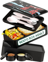 Umami Lunch Box per Adulti, Bento Box impilabile a tenuta stagna con 4 posate e scomparti, Lunch Box per adulti, Contenitore per insalata da asporto, Lunch Box per picnic/ufficio, Grigio antracite, 1500 ml Naty Shop Scatole per alimenti in PP nero - Torii Special Edition L - 1200 ml