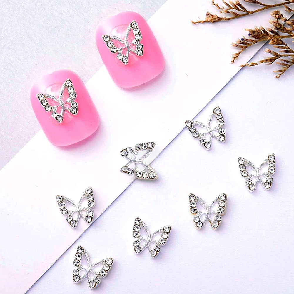 10 Pezzi Lega Farfalla Ciondoli per Unghie Metallo Pietre Ciondolo per Nail Art per Diamanti Unghie Gemme Gioielli per Unghie Decorazioni artistiche Creazione di Gioielli per Unghie