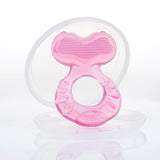 Nuby Teethe-eez Massaggiagengive in morbido silicone | Ausilio per la dentizione in silicone con superficie strutturata per massaggiare le gengive | Copertura igienica inclusa | Rosa | Da 3 mesi