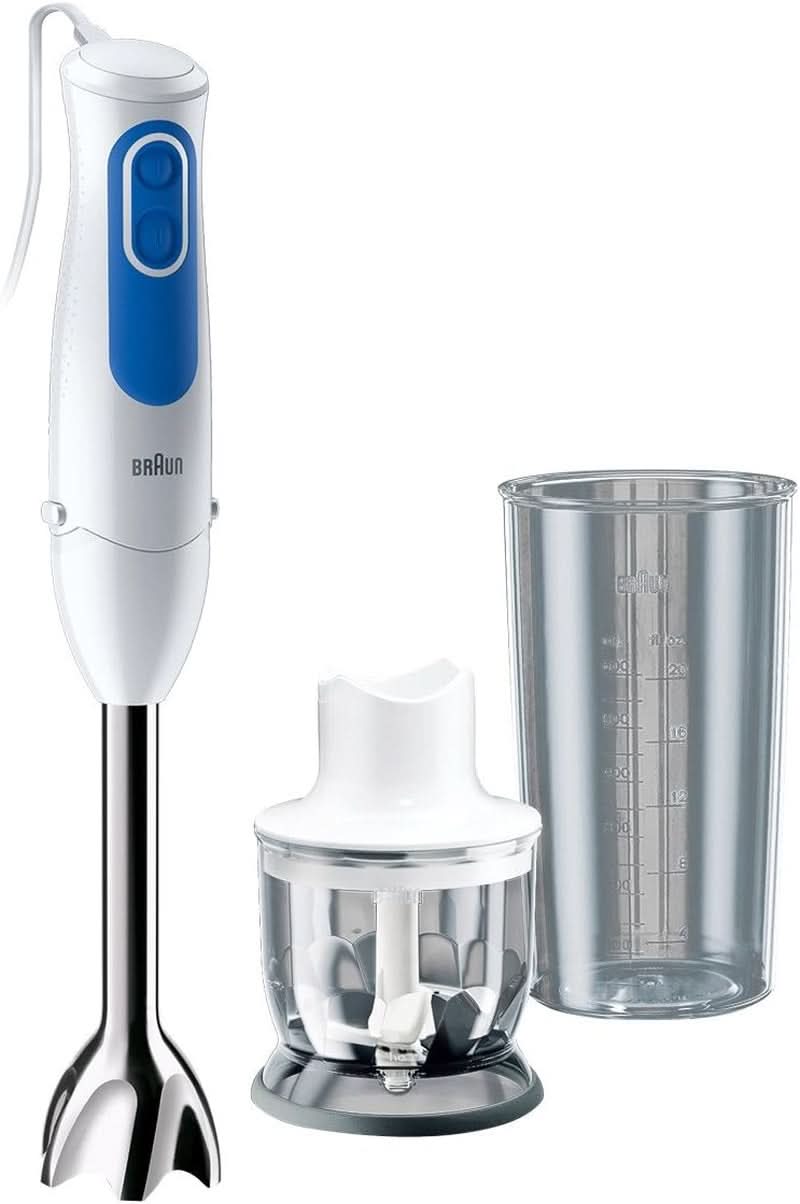 Braun Multiquick 3 MQ 3000 Smoothie+ Stabmixer – Purierstab Mit 2 Geschwindigkeiten, Powerbell plus e Splashcontrol-Technologie, 700 Watt, Inkl. 600 ml Mix-& Messbecher, Nero/Bianco Kitchen Naty Shop Mq3020 Pesto