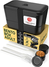 Umami Lunch Box per Adulti, Bento Box impilabile a tenuta stagna con 4 posate e scomparti, Lunch Box per adulti, Contenitore per insalata da asporto, Lunch Box per picnic/ufficio, Grigio antracite, Scatole per alimenti Naty Shop Onix Black da 1500 ml - 1500 ml L - 1500 ml impilabili l'uno dentro l'altro