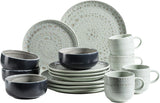 MÄSER 931744 Serie Spicy Market, set di stoviglie per 4 persone dipinto a mano in design vintage mediterraneo, set combinato in ceramica da 16 pezzi, verde, gres