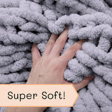 Coperta a maglia grossa, plaid, 100% lavorata a mano con filato di ciniglia jumbo (127 X 152,4 cm, grigio lilla) Letti e coperte Adyrescia