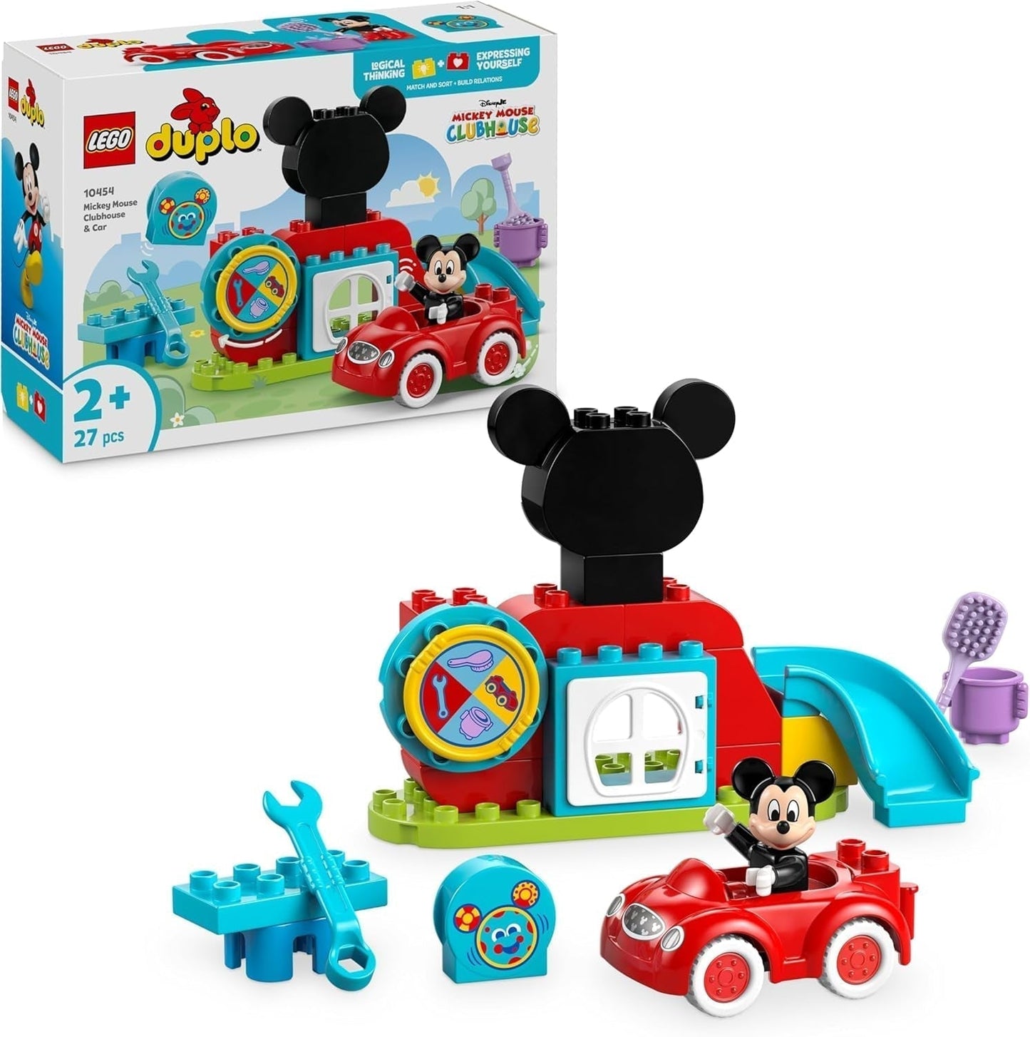 LEGO DUPLO - Disney Clubhouse e auto di Topolino - giocattolo educativo per bambini in età prescolare - set da costruzione con 2 minifigure tra cui Topolino e Computer Toodles - idea regalo per ragazzi e ragazze a partire da 2 anni 10454 Set da costruzione Besuche den LEGO-Store Titolo predefinito