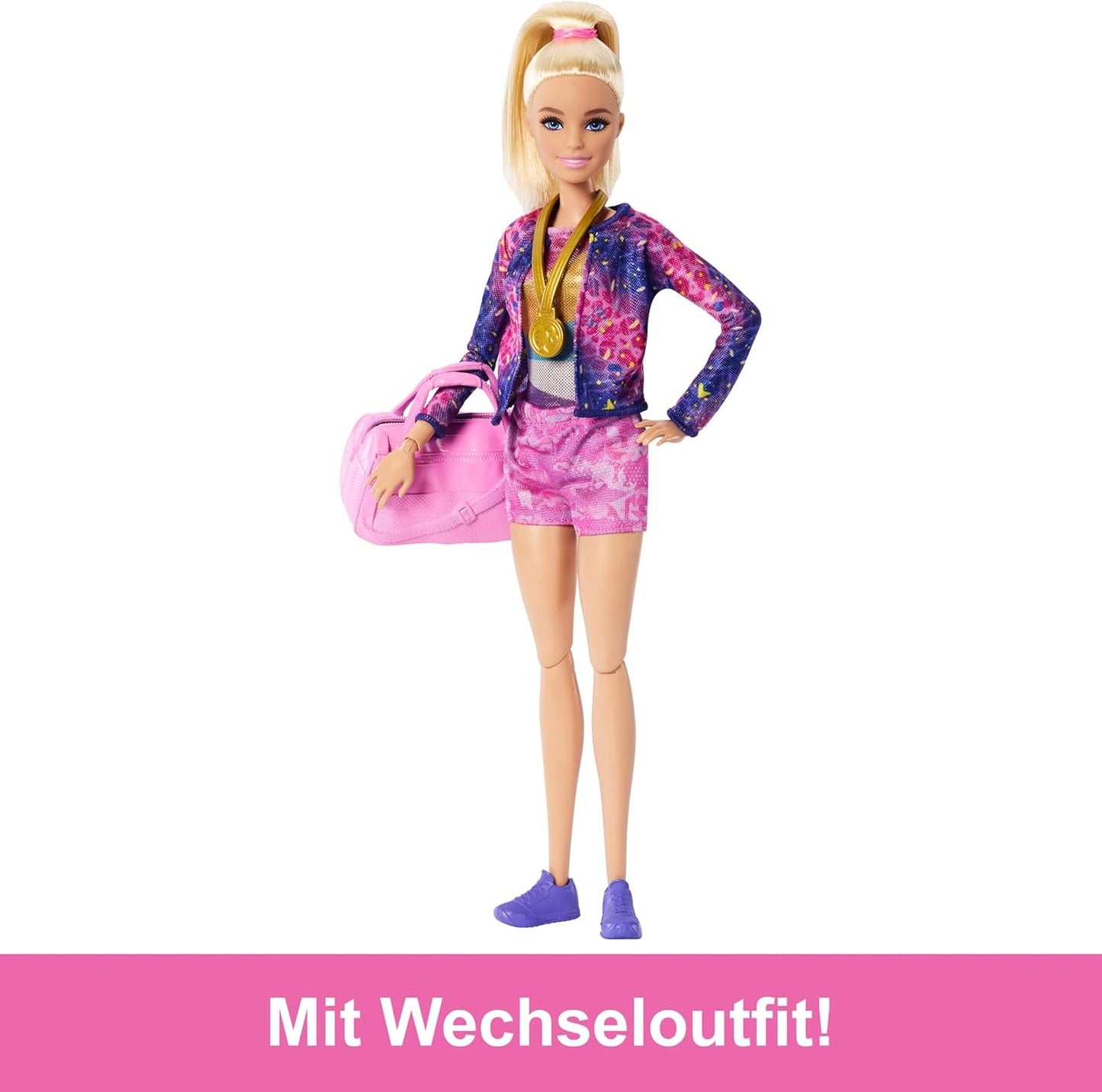 Divertente set da gioco Barbie Ginnastica con trave di equilibrio e oltre 10 pezzi a tema per storie vincenti, HRG52