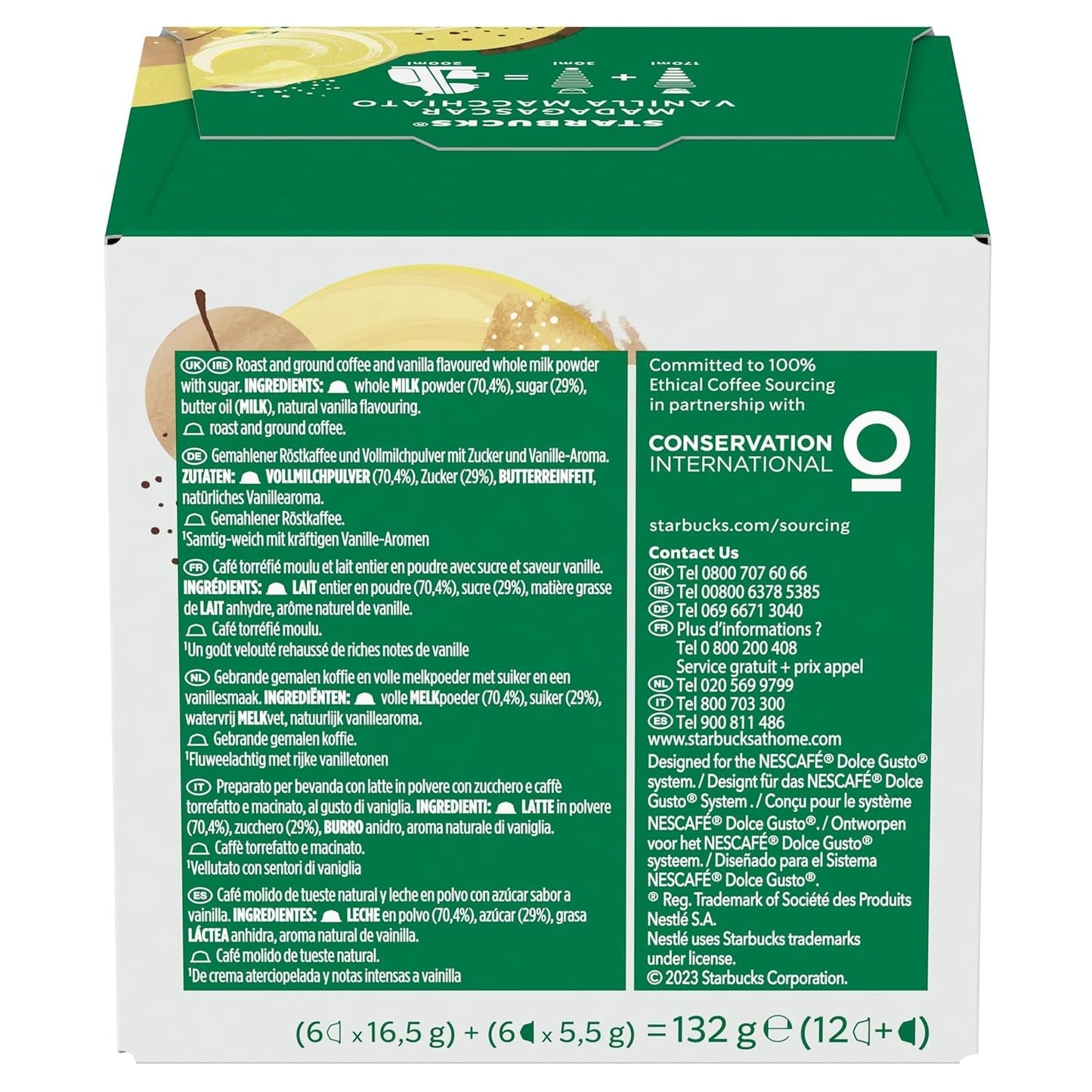 STARBUCKS Vanilla Macchiato di Nescafé Dolce Gusto Kaffeekapseln 6 x 12 (72 Capsule)