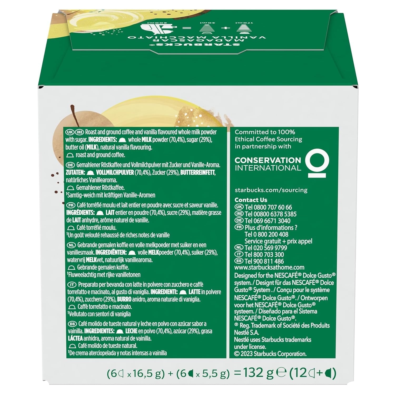 STARBUCKS Vanilla Macchiato di Nescafé Dolce Gusto Kaffeekapseln 6 x 12 (72 Capsule)