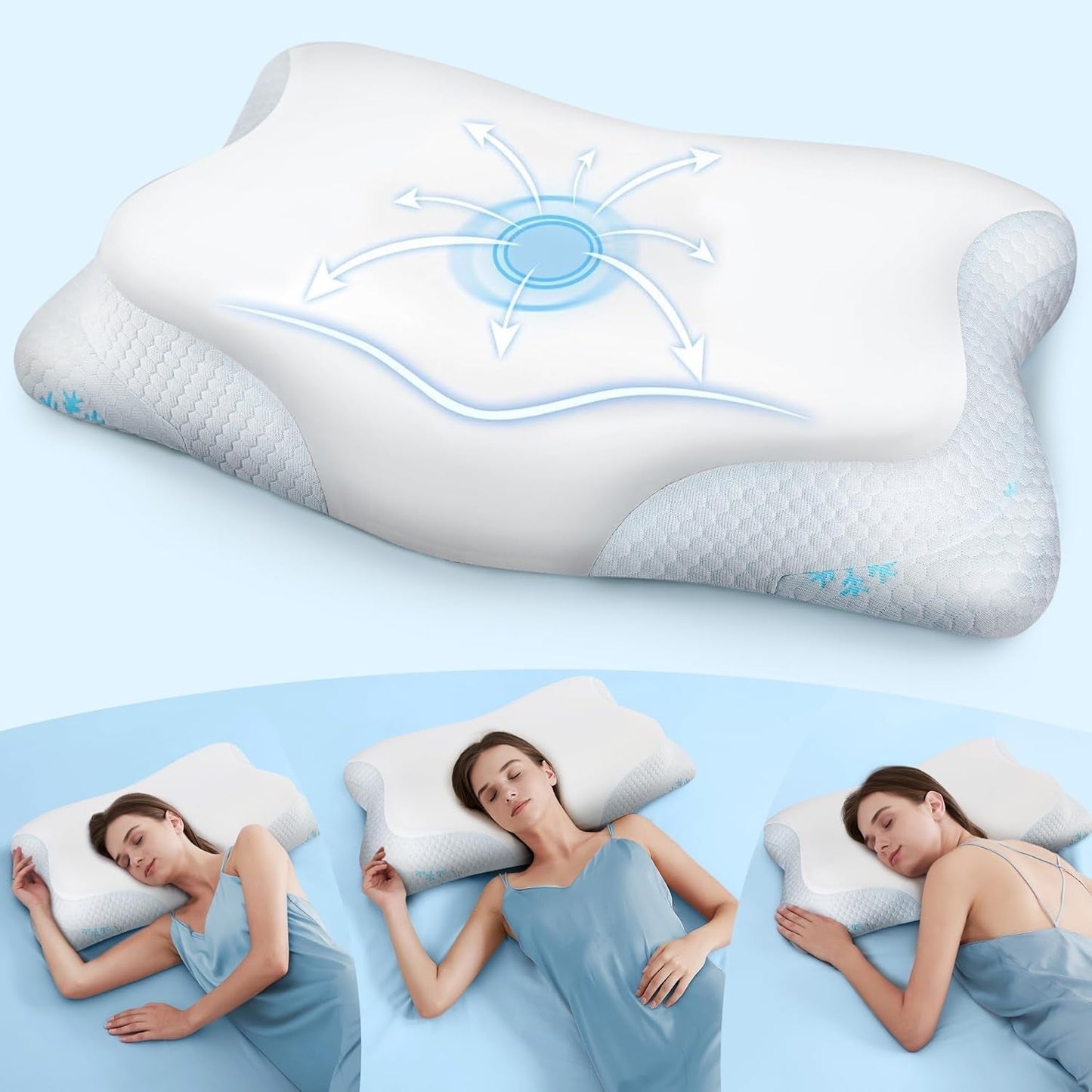 Cloudétoile Cuscino per Collo Cuscino in Memory Foam - Cuscino Ortopedico ergonomico 2 in 1 Cuscino in Visco Foam Cuscino per Sostegno per Collo per Dormiente Laterale Cuscino in Memory Foam Regolabile in Altezza Bianco 64X38X12 Cm Cuscini Ortopedici Cervicali Naty Shop Bianco 64X38X12 Cm