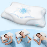 Cloudétoile Cuscino per Collo Cuscino in Memory Foam - Cuscino Ortopedico ergonomico 2 in 1 Cuscino in Visco Foam Cuscino per Sostegno per Collo per Dormiente Laterale Cuscino in Memory Foam Regolabile in Altezza Bianco 64X38X12 Cm Cuscini Ortopedici Cervicali Naty Shop Bianco 64X38X12 Cm