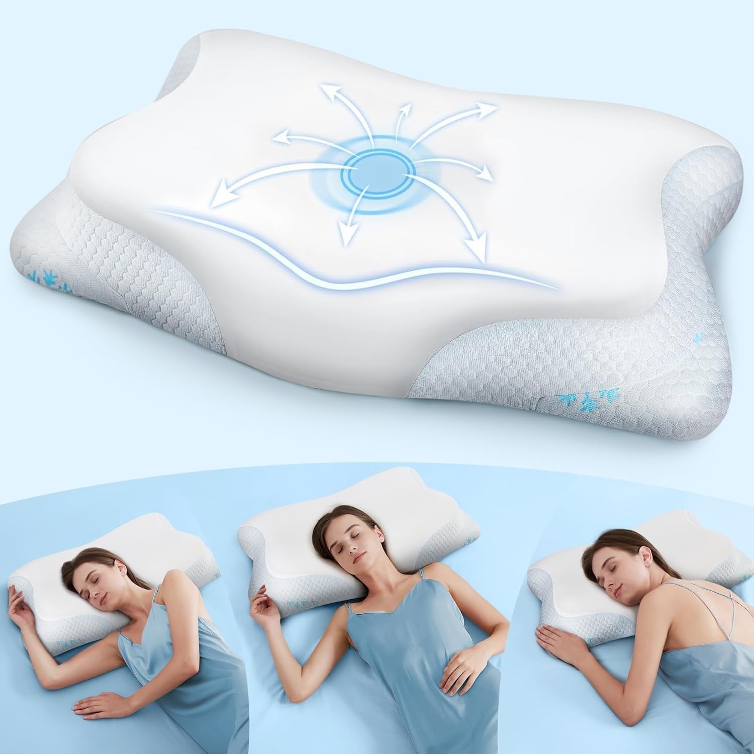 Cloudétoile Cuscino per Collo Cuscino in Memory Foam - Cuscino Ortopedico ergonomico 2 in 1 Cuscino in Visco Foam Cuscino per Sostegno per Collo per Dormiente Laterale Cuscino in Memory Foam Regolabile in Altezza Bianco 64X38X12 Cm Cuscini Ortopedici Cervicali Naty Shop Bianco 64X38X12 Cm