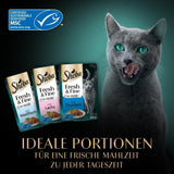 Sheba Portion Pouches Cibo umido per gatti, Multipack Fresh & Fine in gelatina con tonno e salmone MSC, 6x6x50g - Pasti sani per gatti con gelatina